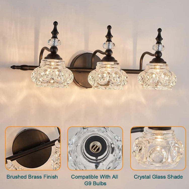 Contemporary Retro Iron Glass Round Petal Vanity Wall Sconce