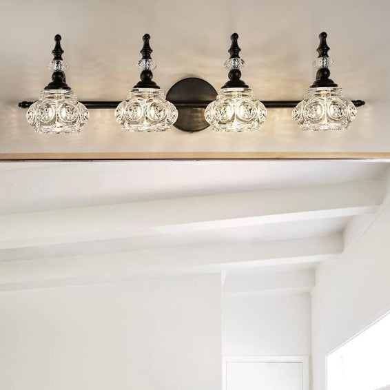 Contemporary Retro Iron Glass Round Petal Vanity Wall Sconce