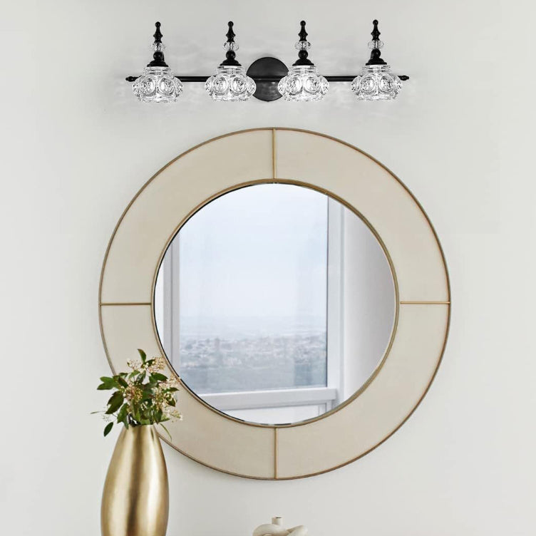 Contemporary Retro Iron Glass Round Petal Vanity Wall Sconce