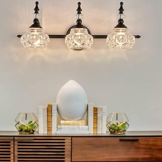 Contemporary Retro Iron Glass Round Petal Vanity Wall Sconce