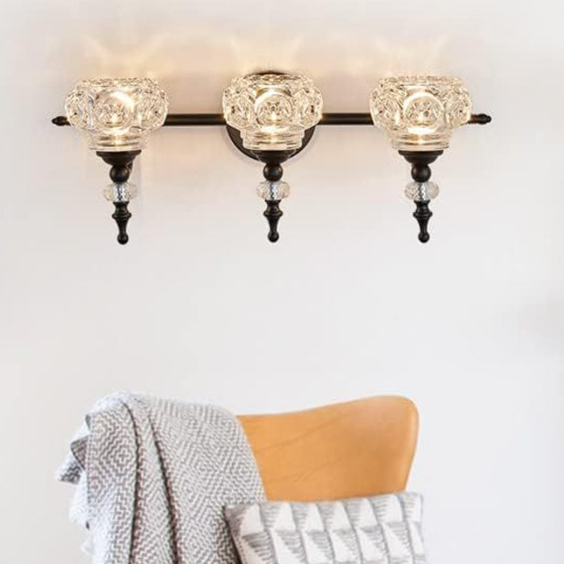 Contemporary Retro Iron Glass Round Petal Vanity Wall Sconce
