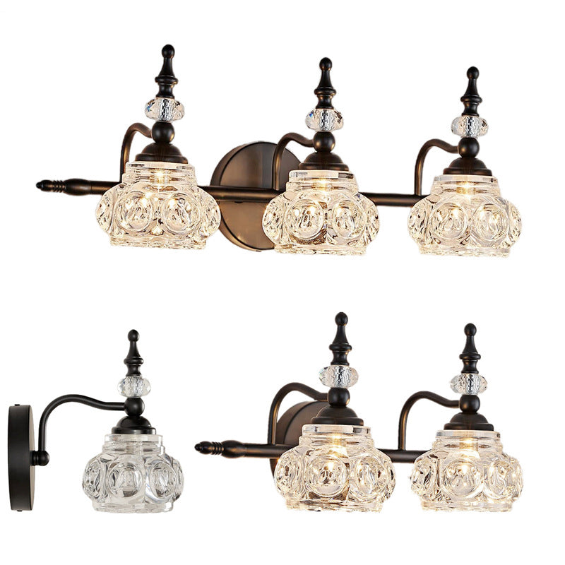 Contemporary Retro Iron Glass Round Petal Vanity Wall Sconce