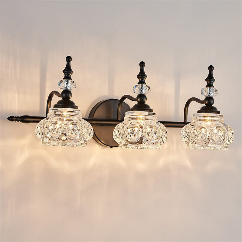 Contemporary Retro Iron Glass Round Petal Vanity Wall Sconce