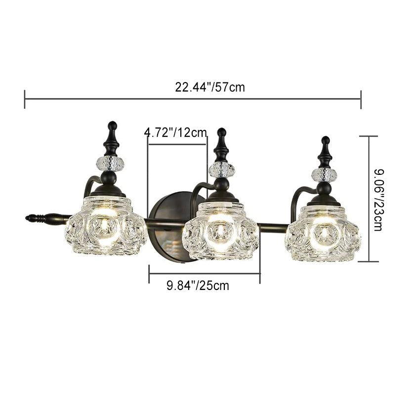 Contemporary Retro Iron Glass Round Petal Vanity Wall Sconce