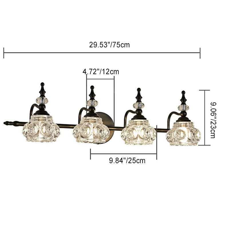 Contemporary Retro Iron Glass Round Petal Vanity Wall Sconce