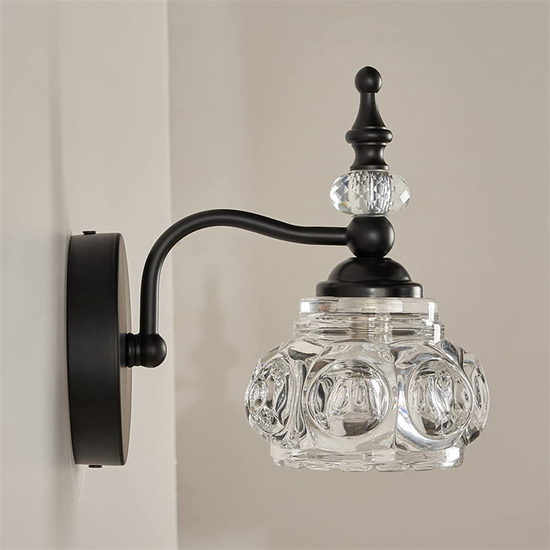 Contemporary Retro Iron Glass Round Petal Vanity Wall Sconce