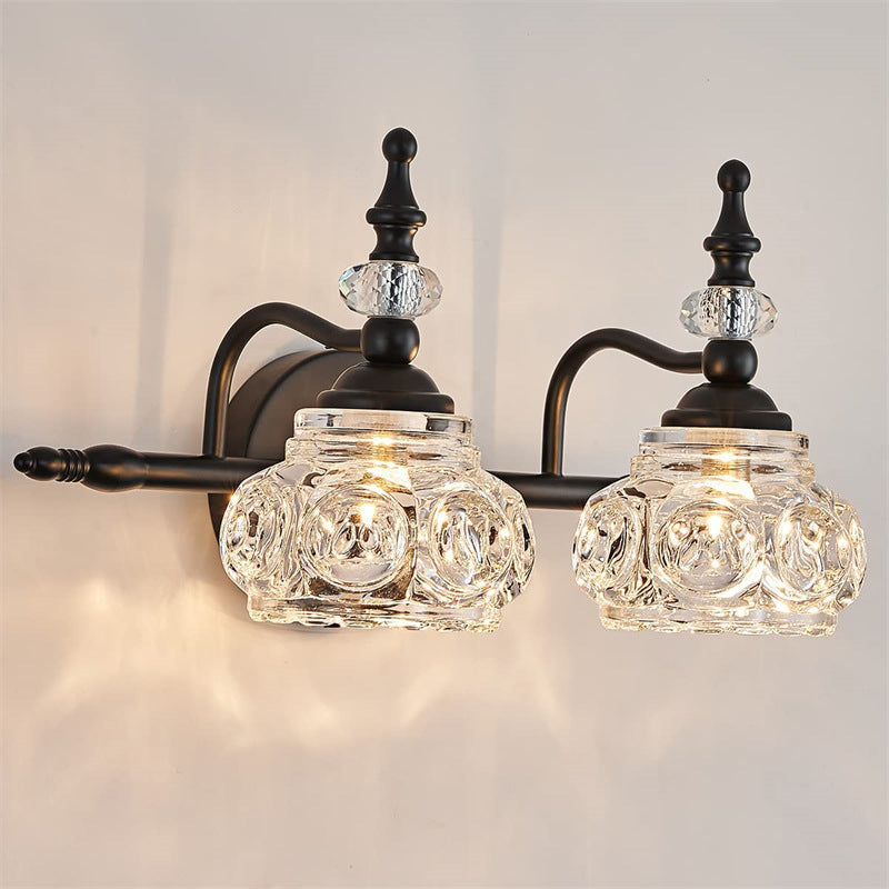 Contemporary Retro Iron Glass Round Petal Vanity Wall Sconce