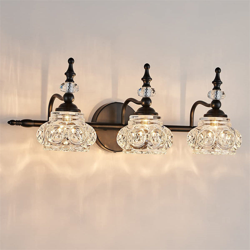 Contemporary Retro Iron Glass Round Petal Vanity Wall Sconce