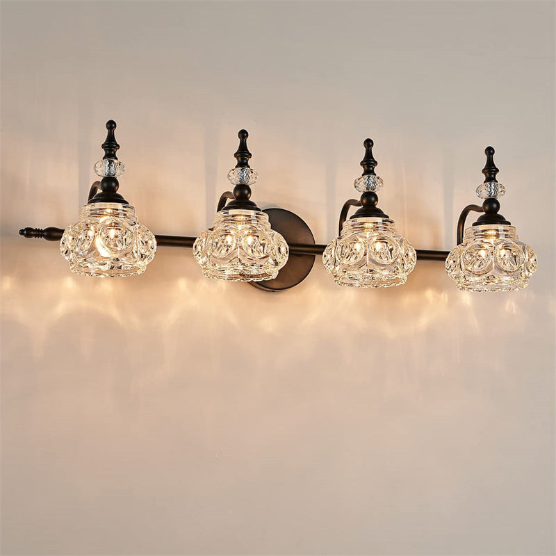Contemporary Retro Iron Glass Round Petal Vanity Wall Sconce
