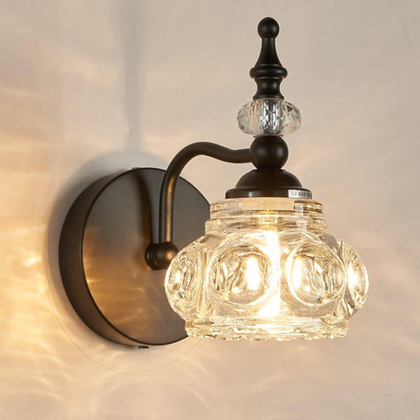Contemporary Retro Iron Glass Round Petal Vanity Wall Sconce