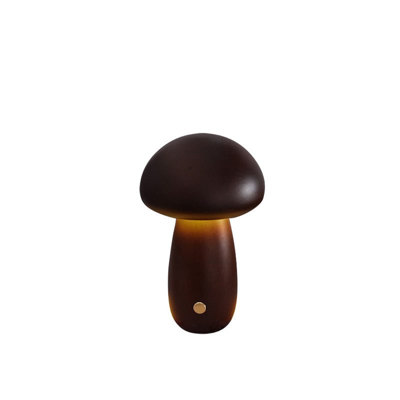 Modern Scandinavian Solid Wood Mushroom LED Table Lamp
