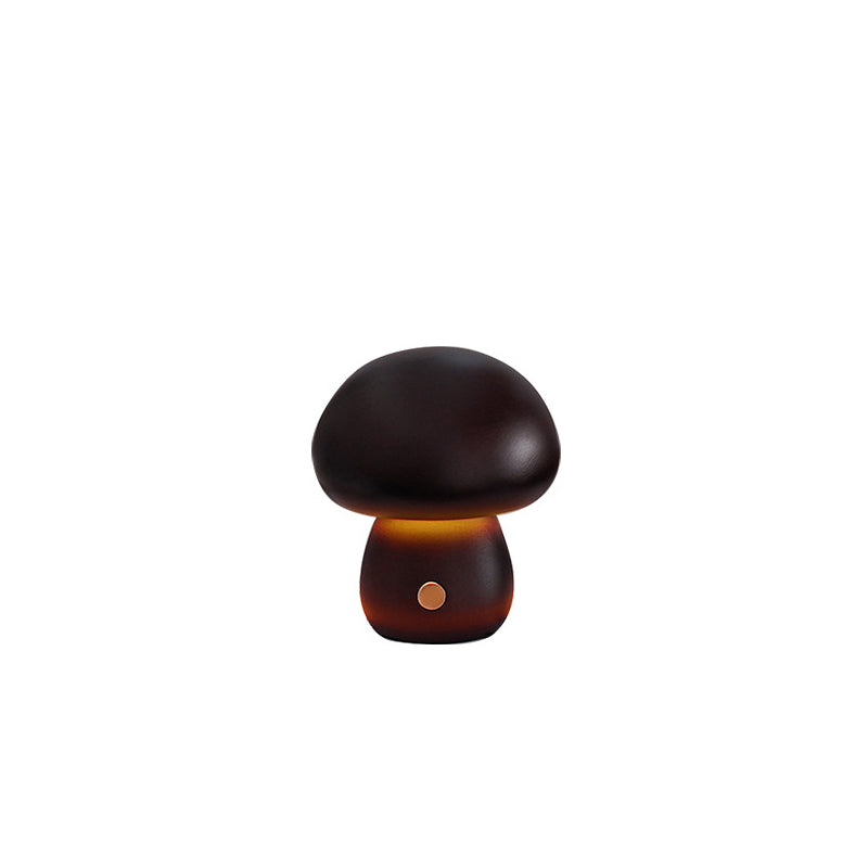 Modern Scandinavian Solid Wood Mushroom LED Table Lamp