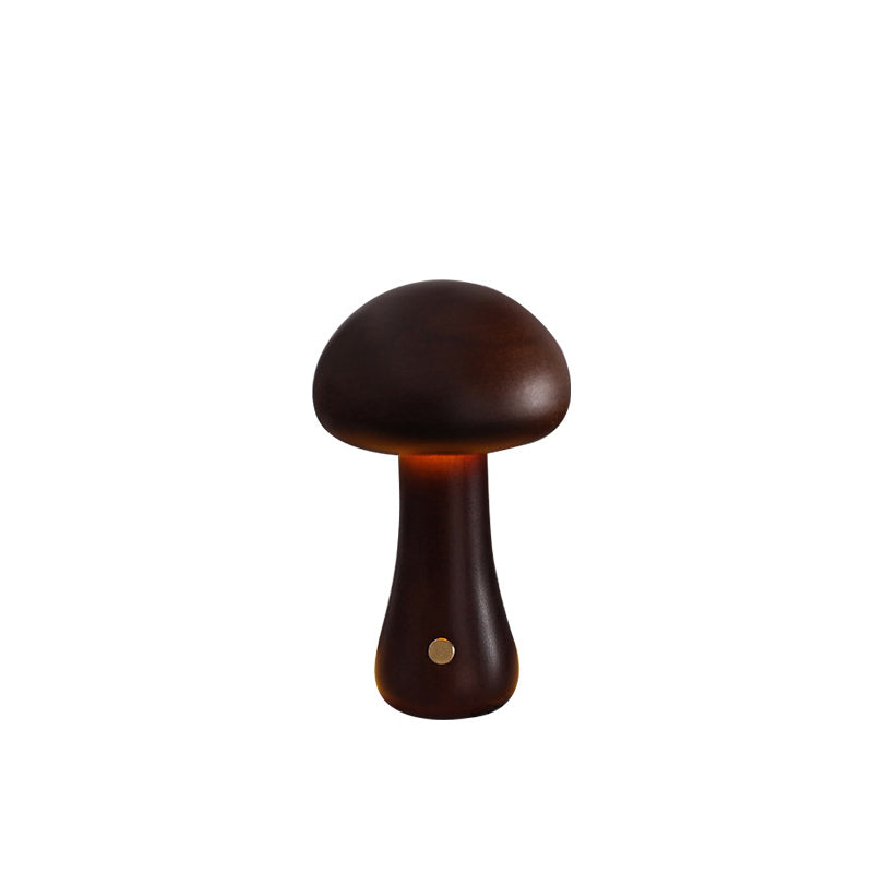Modern Scandinavian Solid Wood Mushroom LED Table Lamp