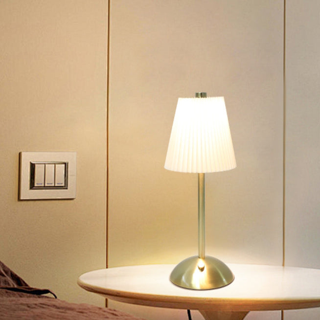 Scandinavian Rechargeable Fabric Iron Pleated Table Lamp