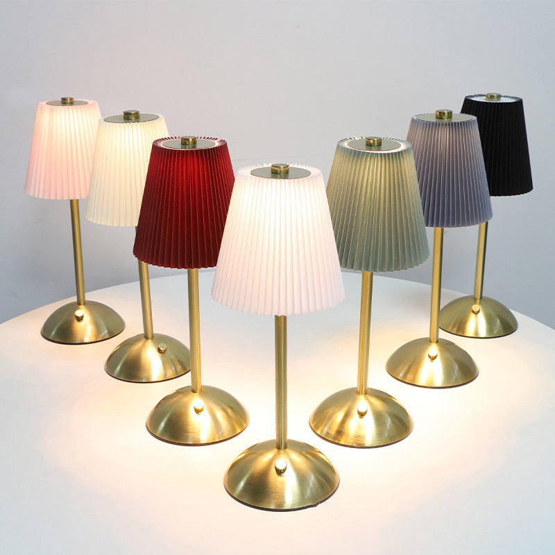 Scandinavian Rechargeable Fabric Iron Pleated Table Lamp