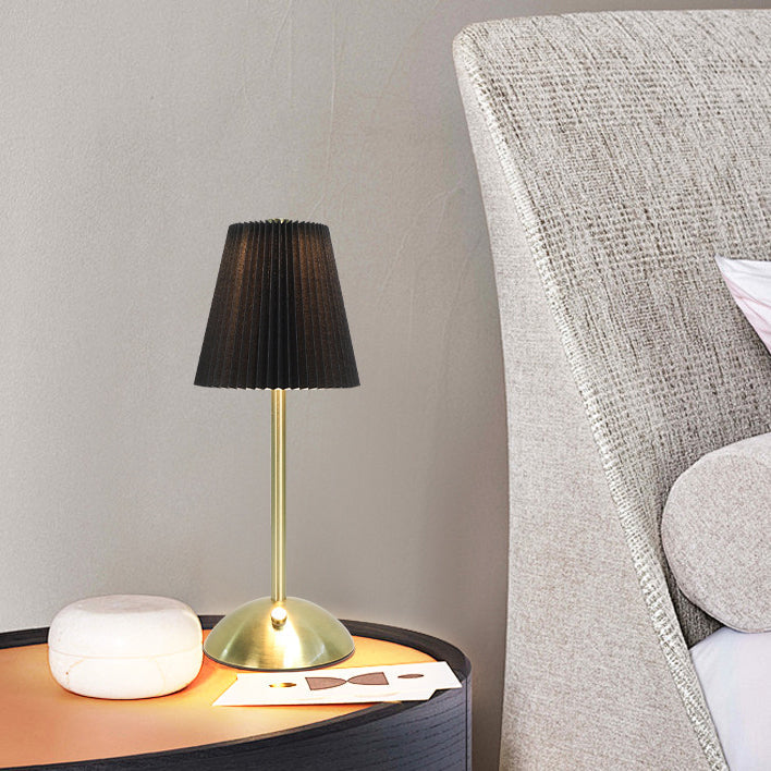 Scandinavian Rechargeable Fabric Iron Pleated Table Lamp
