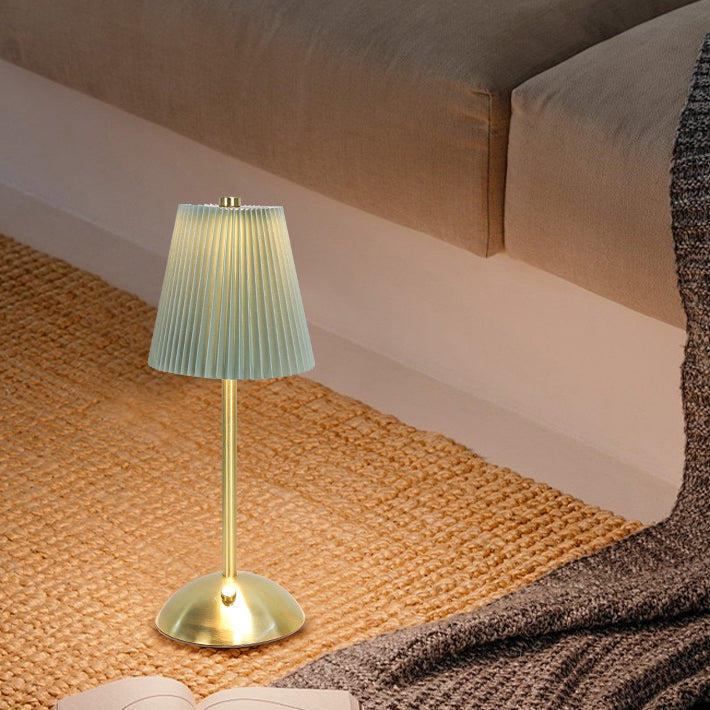 Scandinavian Rechargeable Fabric Iron Pleated Table Lamp