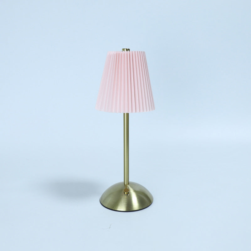 Scandinavian Rechargeable Fabric Iron Pleated Table Lamp