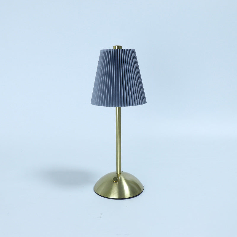Scandinavian Rechargeable Fabric Iron Pleated Table Lamp