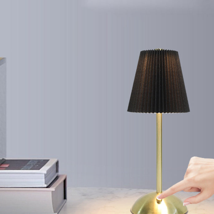 Scandinavian Rechargeable Fabric Iron Pleated Table Lamp