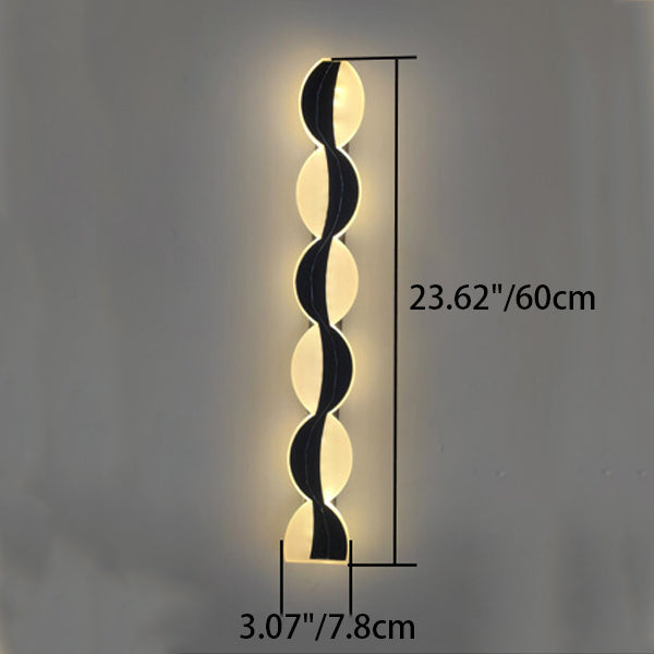 Modern Solar Waterproof Aluminum Strip Wave LED Wall Light