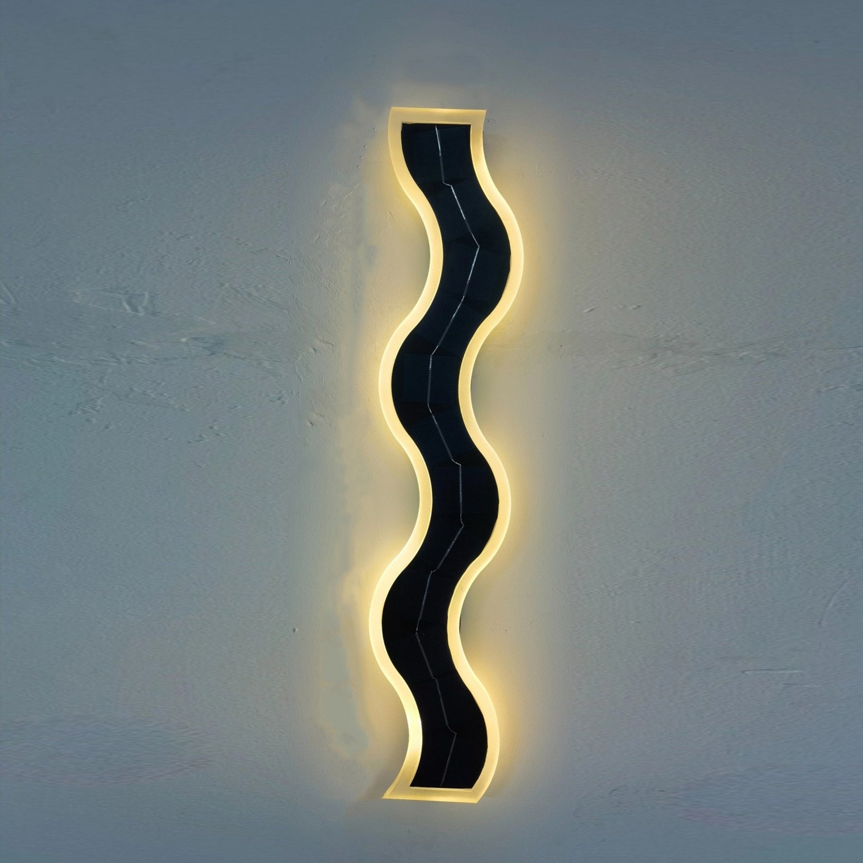 Modern Solar Waterproof Aluminum Strip Wave LED Wall Light