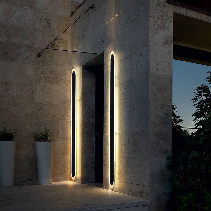 Modern Solar Waterproof Aluminum Strip Wave LED Wall Light