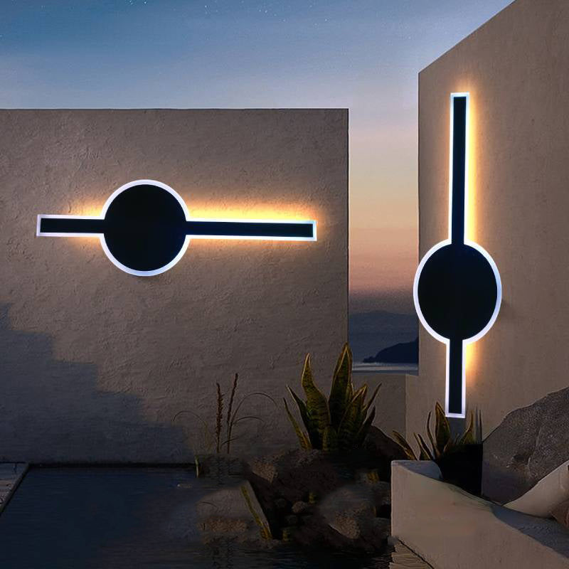 Modern Solar Waterproof Aluminum Strip Wave LED Wall Light