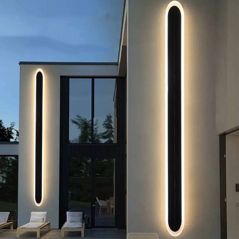 Modern Solar Waterproof Aluminum Strip Wave LED Wall Light
