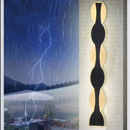 Modern Solar Waterproof Aluminum Strip Wave LED Wall Light