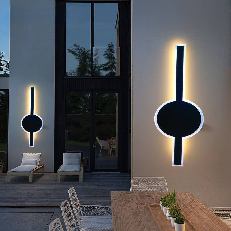 Modern Solar Waterproof Aluminum Strip Wave LED Wall Light