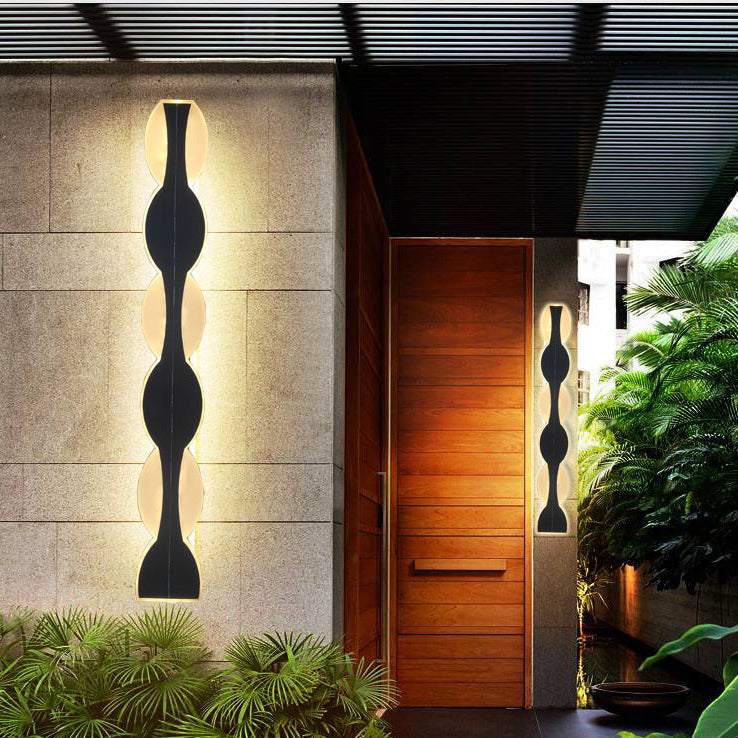 Modern Solar Waterproof Aluminum Strip Wave LED Wall Light