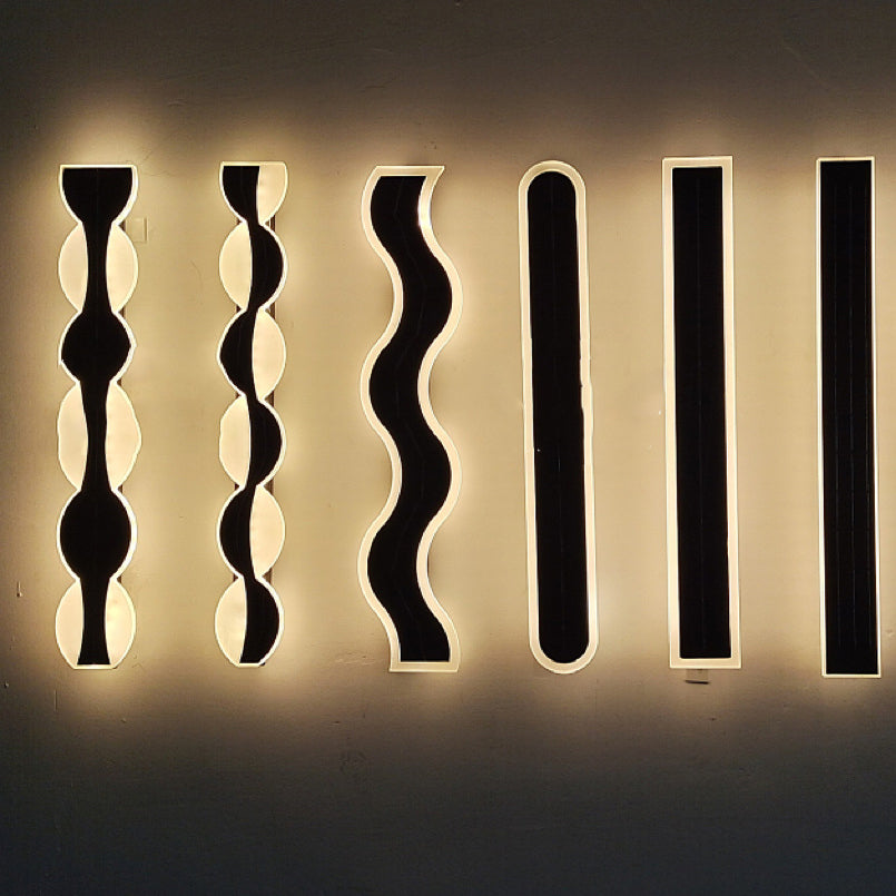 Modern Solar Waterproof Aluminum Strip Wave LED Wall Light
