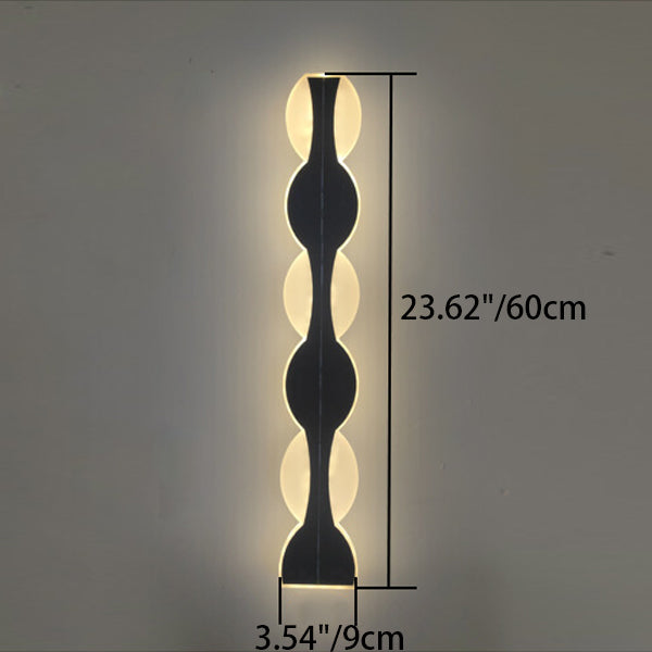 Modern Solar Waterproof Aluminum Strip Wave LED Wall Light