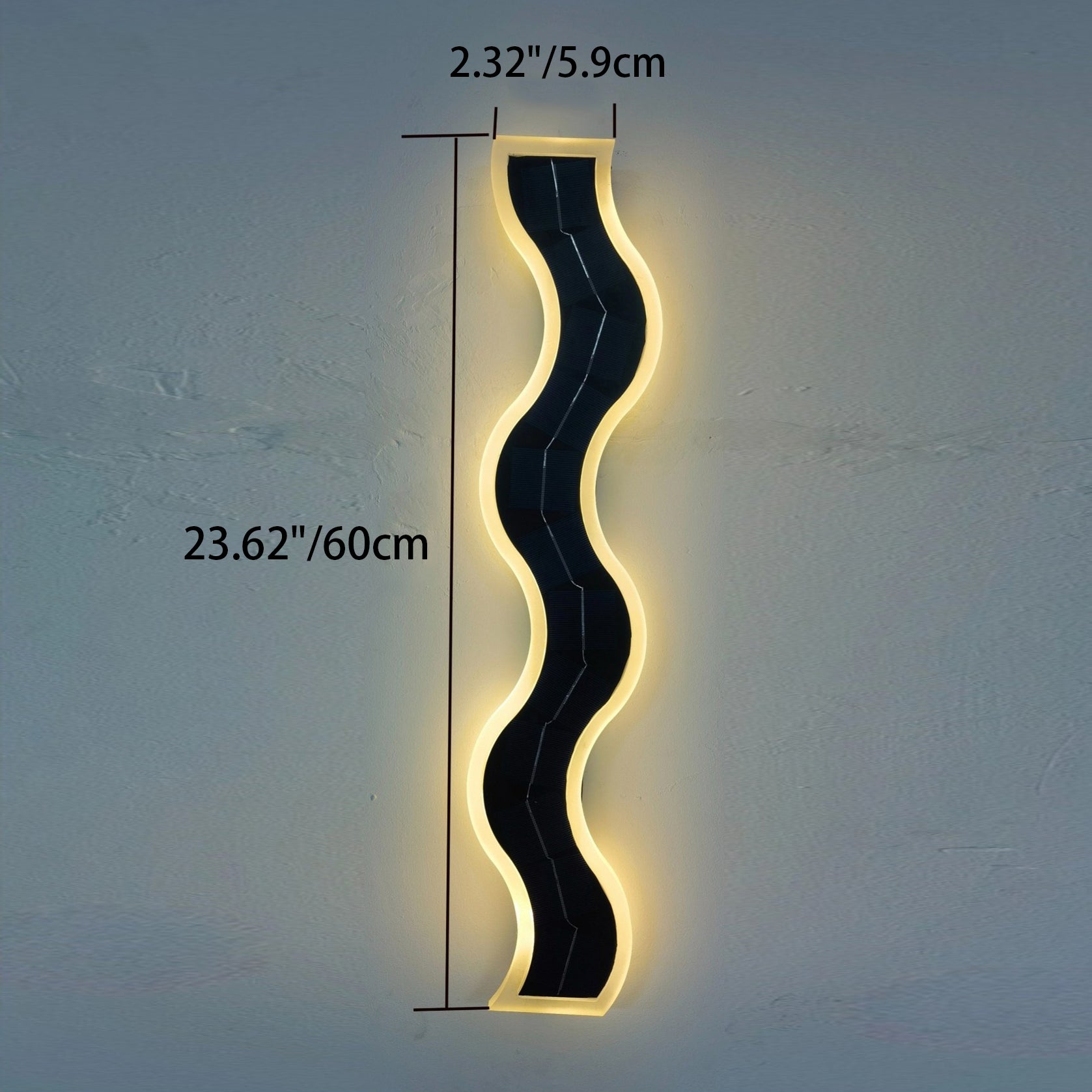 Modern Solar Waterproof Aluminum Strip Wave LED Wall Light