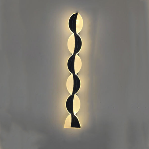 Modern Solar Waterproof Aluminum Strip Wave LED Wall Light
