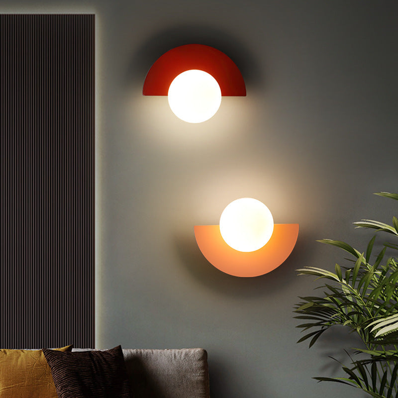 Modern Minimalist Colorful Spherical Glass Wall Sconce