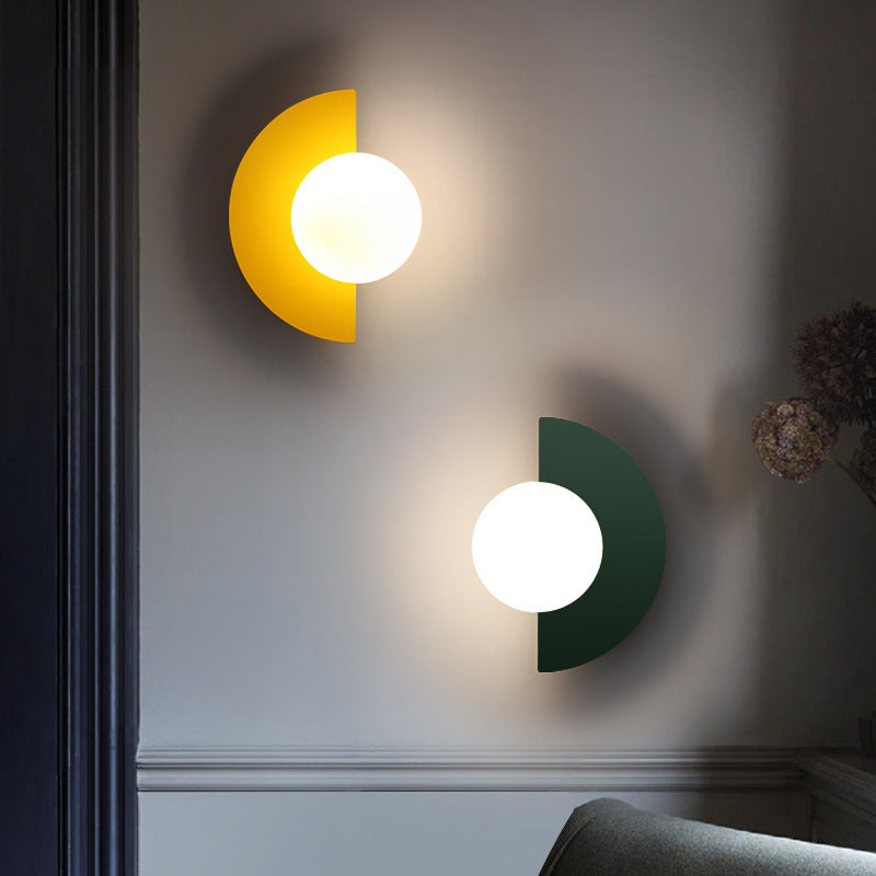 Modern Minimalist Colorful Spherical Glass Wall Sconce