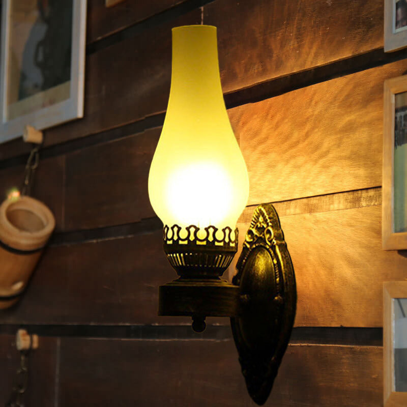 Retro Kerosene-Style 1-Light Wall Sconce