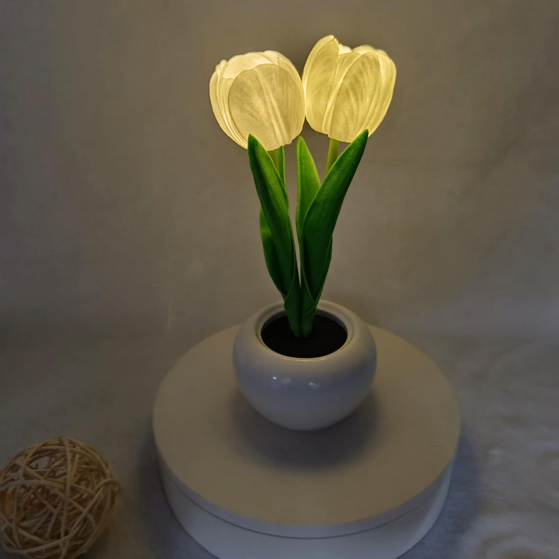 Modern Creative Faux Tulip & Peony LED Night Table Lamp