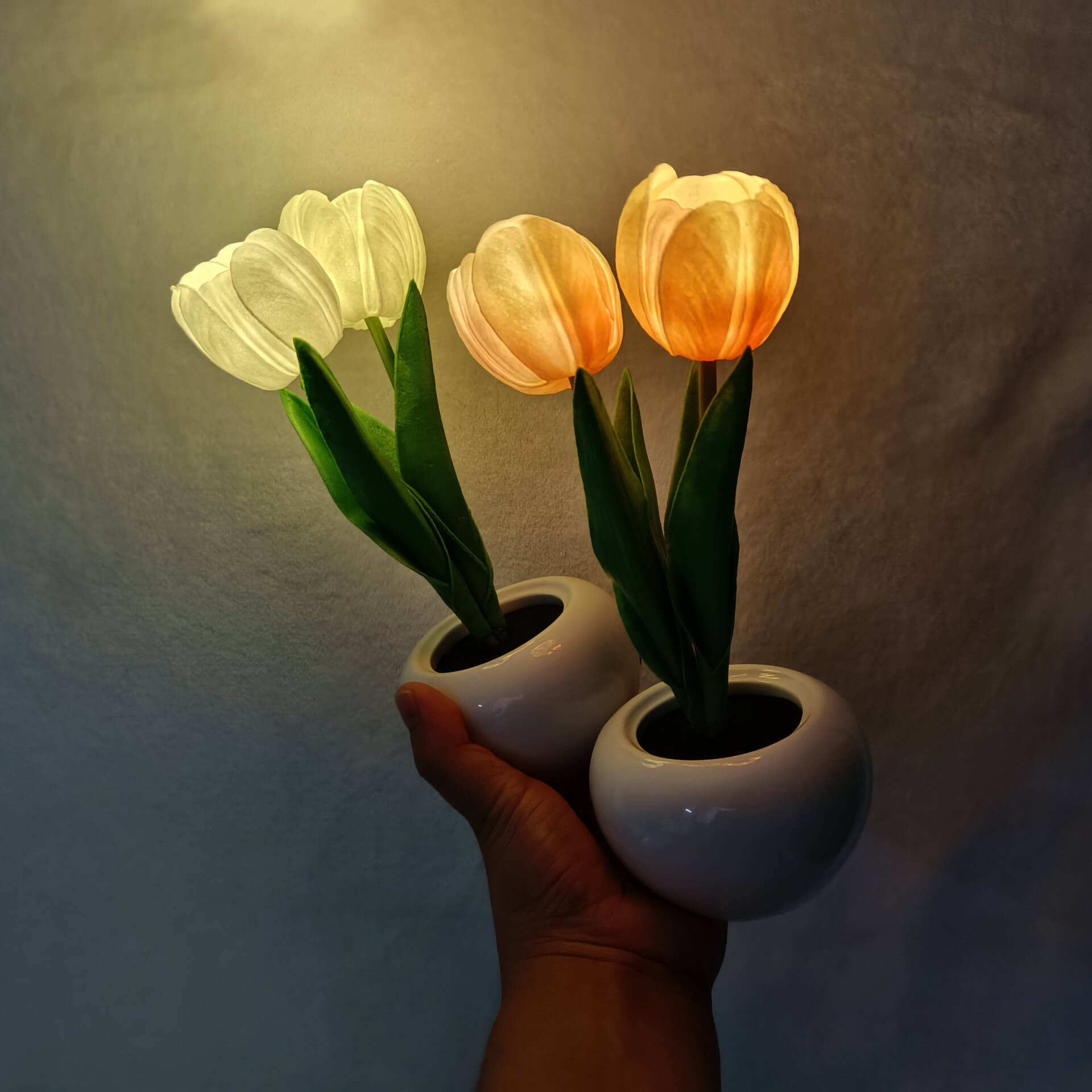 Modern Creative Faux Tulip & Peony LED Night Table Lamp