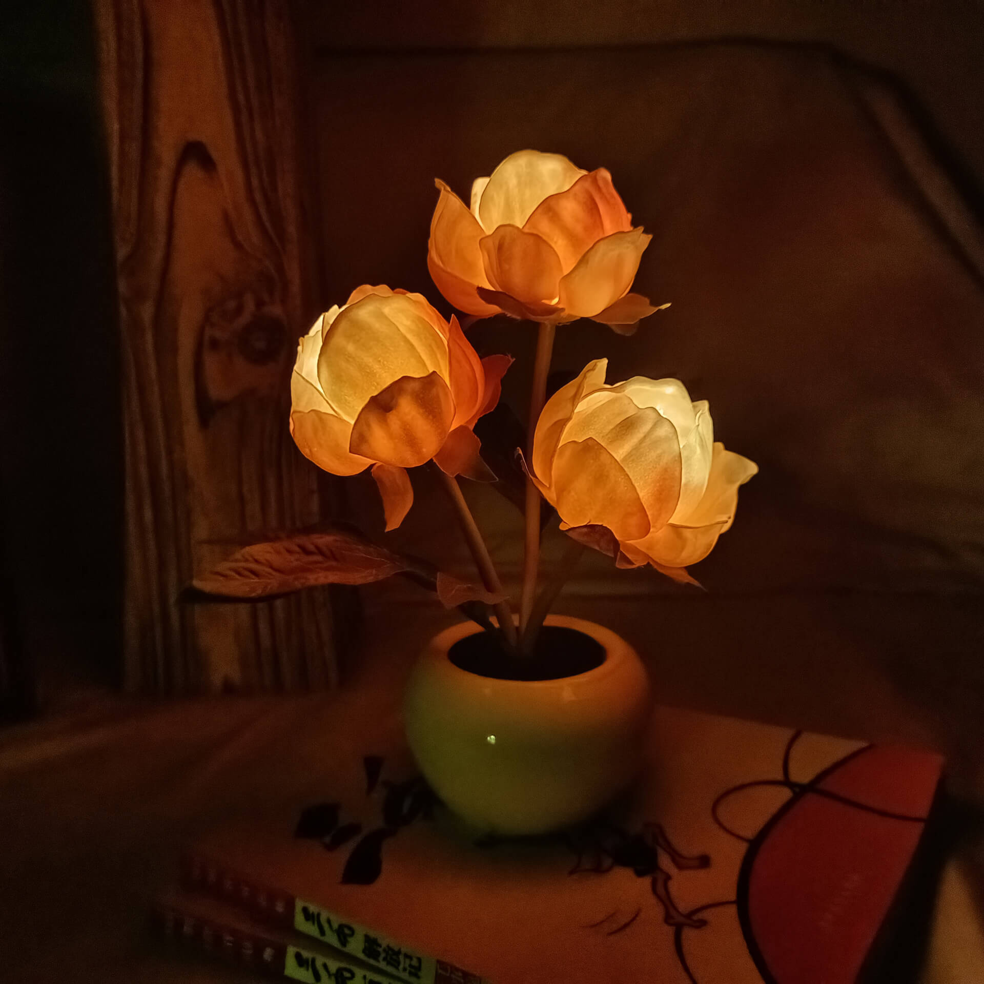 Modern Creative Faux Tulip & Peony LED Night Table Lamp