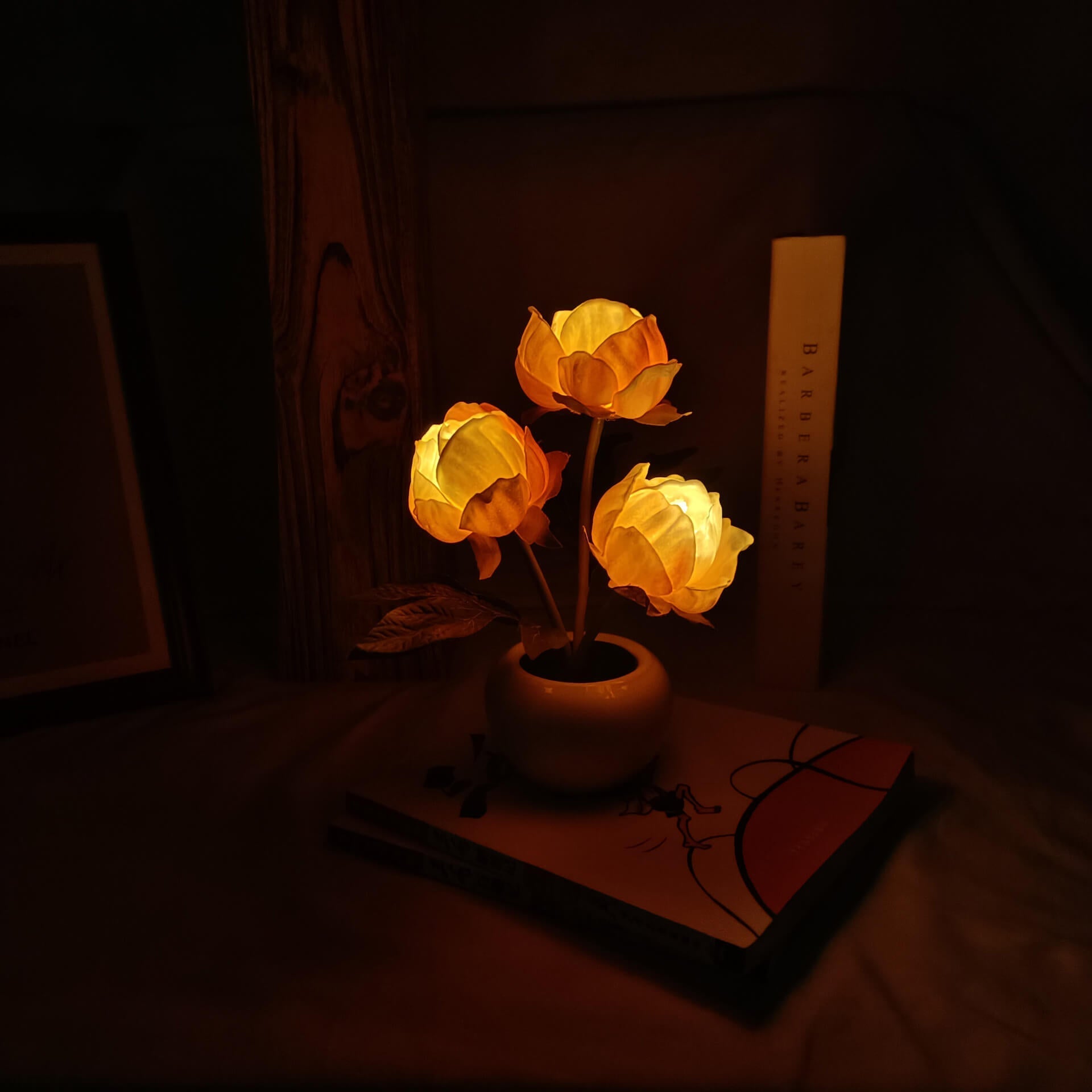Modern Creative Faux Tulip & Peony LED Night Table Lamp