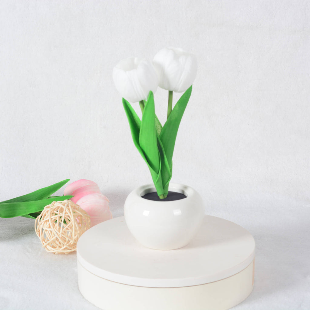 Modern Creative Faux Tulip & Peony LED Night Table Lamp