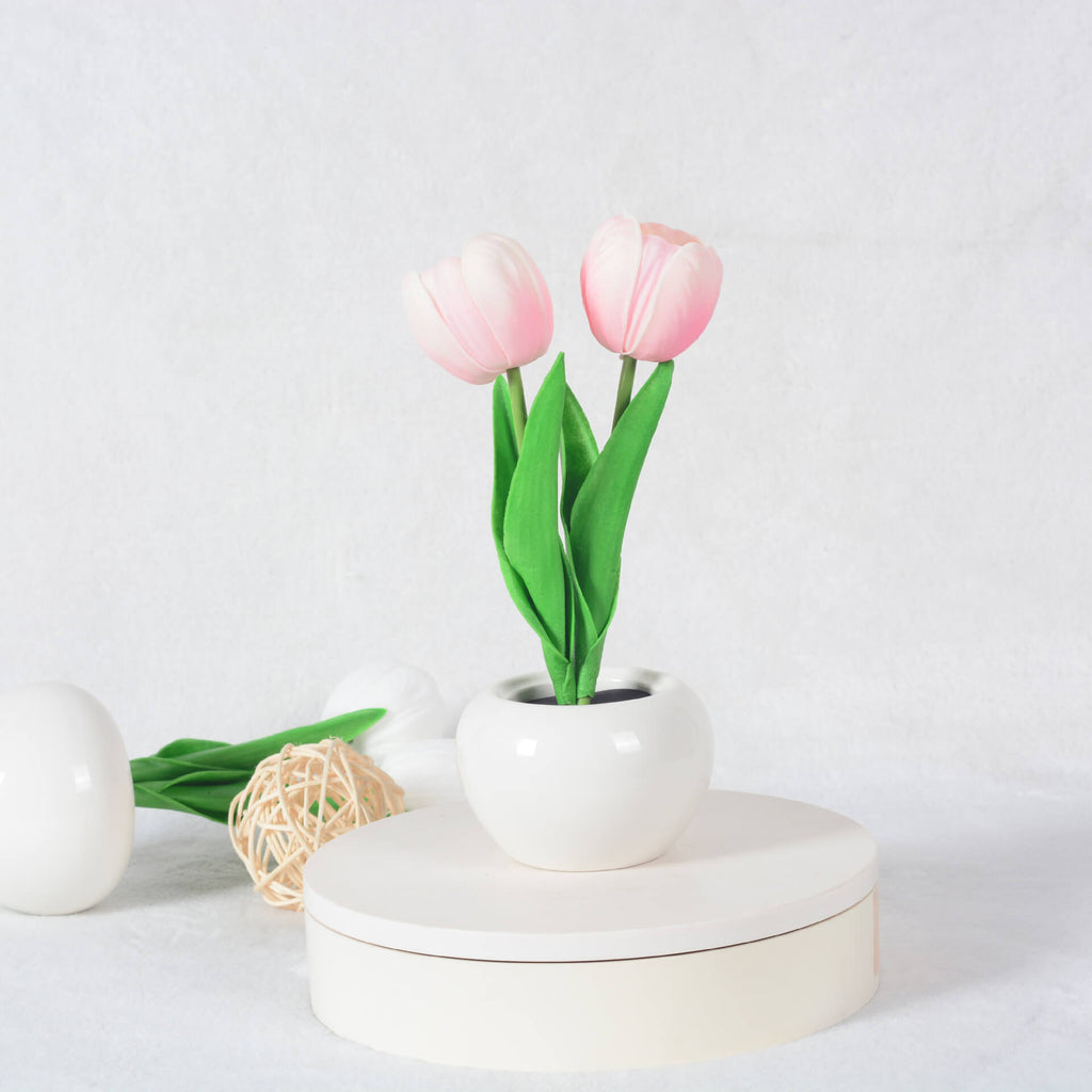 Modern Creative Faux Tulip & Peony LED Night Table Lamp