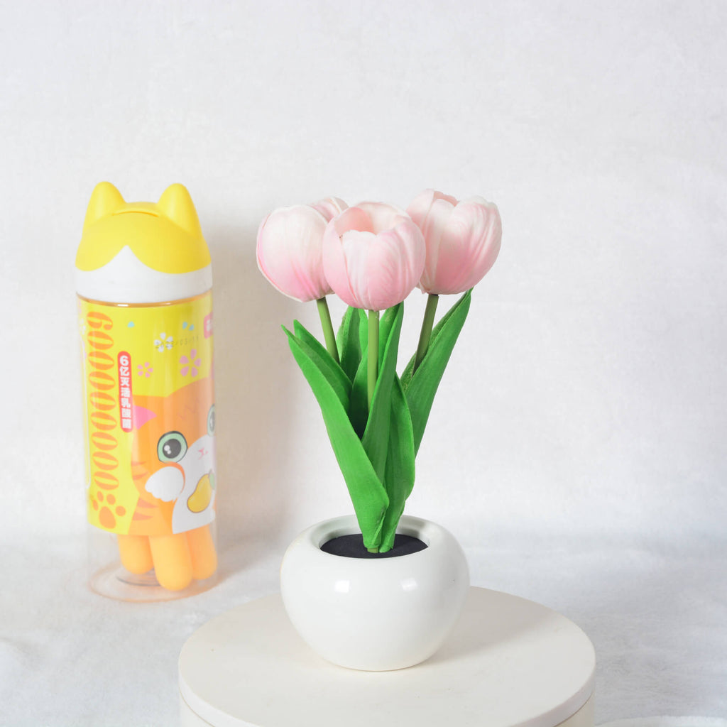 Modern Creative Faux Tulip & Peony LED Night Table Lamp