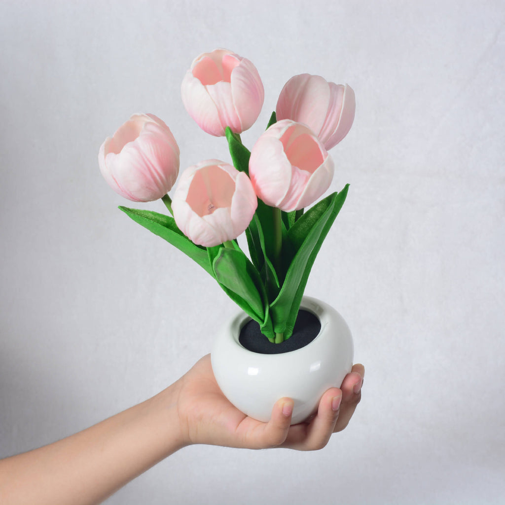 Modern Creative Faux Tulip & Peony LED Night Table Lamp