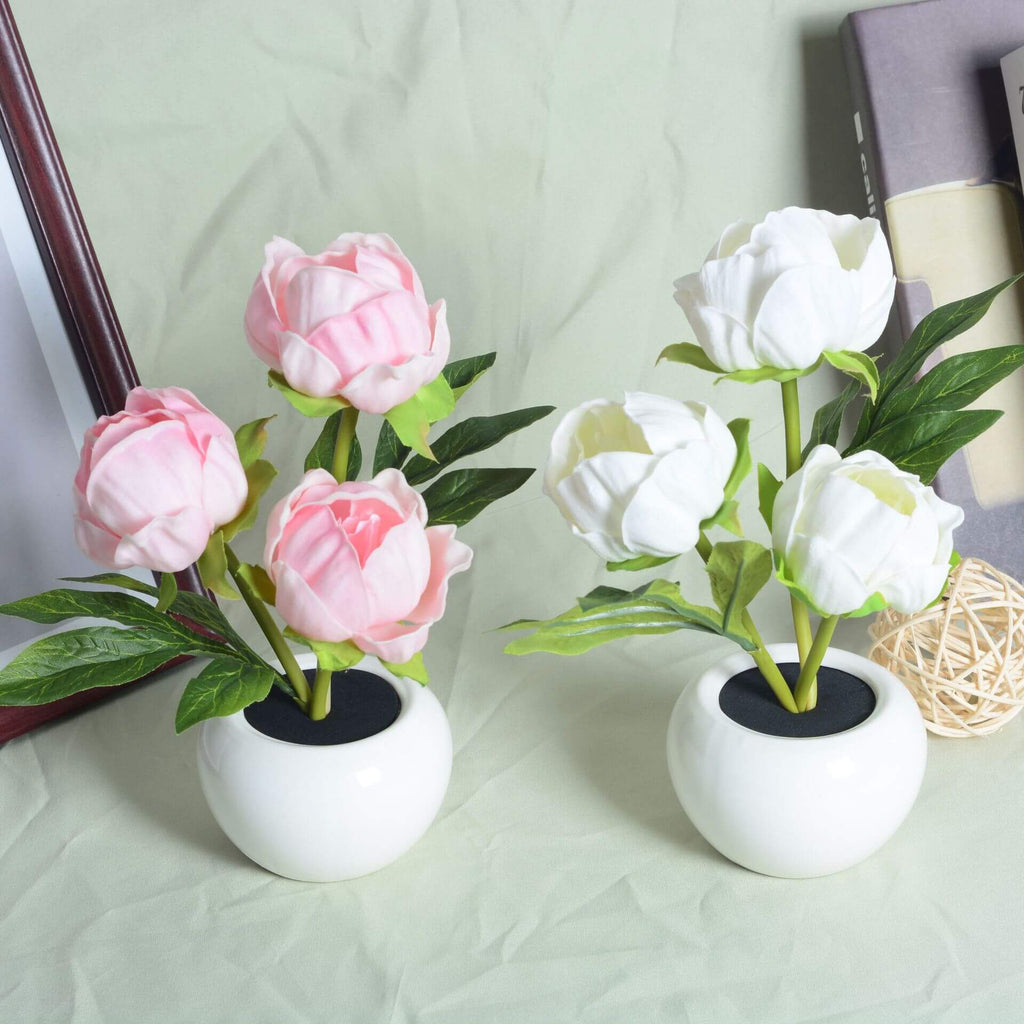 Modern Creative Faux Tulip & Peony LED Night Table Lamp