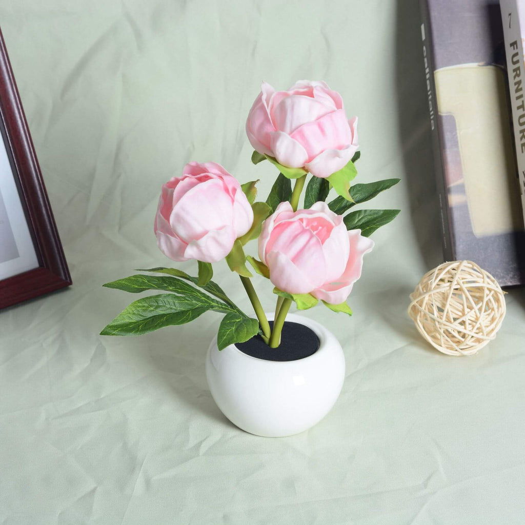 Modern Creative Faux Tulip & Peony LED Night Table Lamp