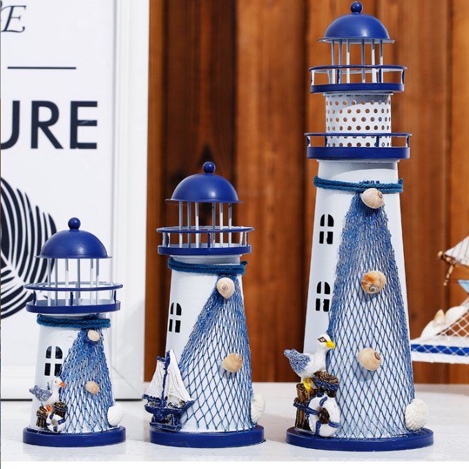 Modern Art Deco Lighthouse Shape Round Iron LED Table Lamp